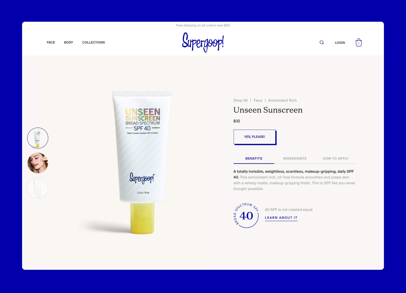 Supergoop desktop pages