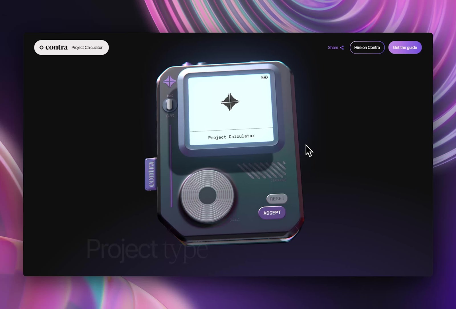 The 3D project calculator device on the Contra calculator site