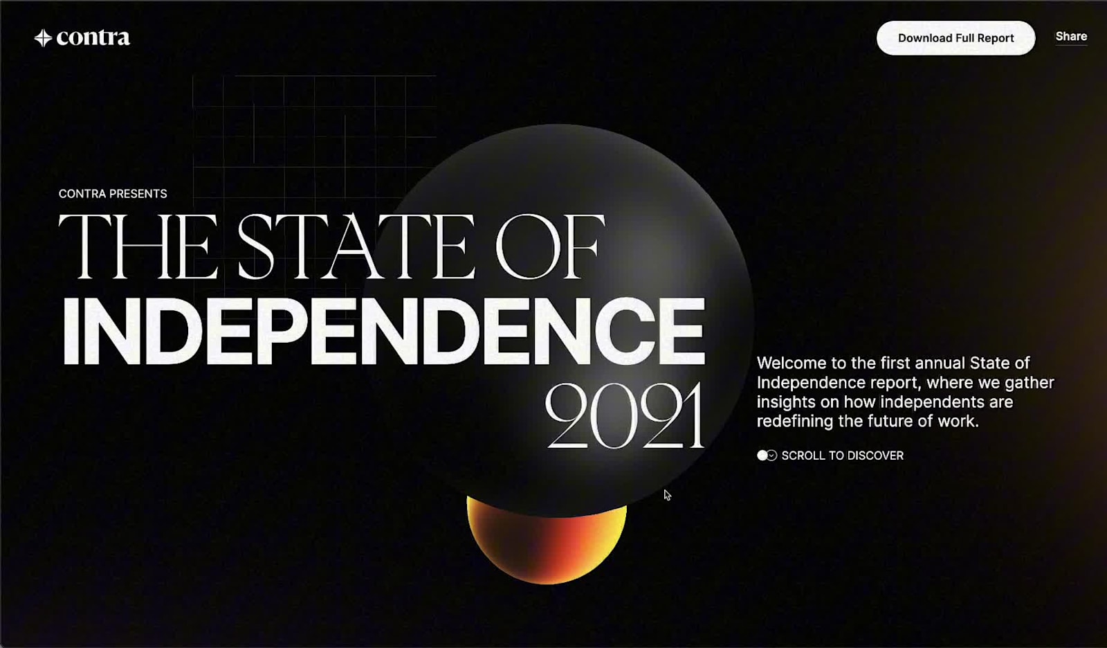 The State of Independence 2021 report site hero
